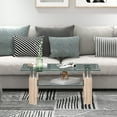 thumbnail image 4 of Costway Rectangle Glass Coffee Table Metal Legs End Table Livingroom Nature, 4 of 11