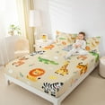 thumbnail image 4 of Homewish Cartoon Giraffe Zebra Twin Sheet Sets,Zoo Animal Lions Twin Fitted Sheet,Wild Tiger Deer Crocodile Flat Sheet For Boys Kids,Breathable Home Decor,3-Piece, 4 of 7