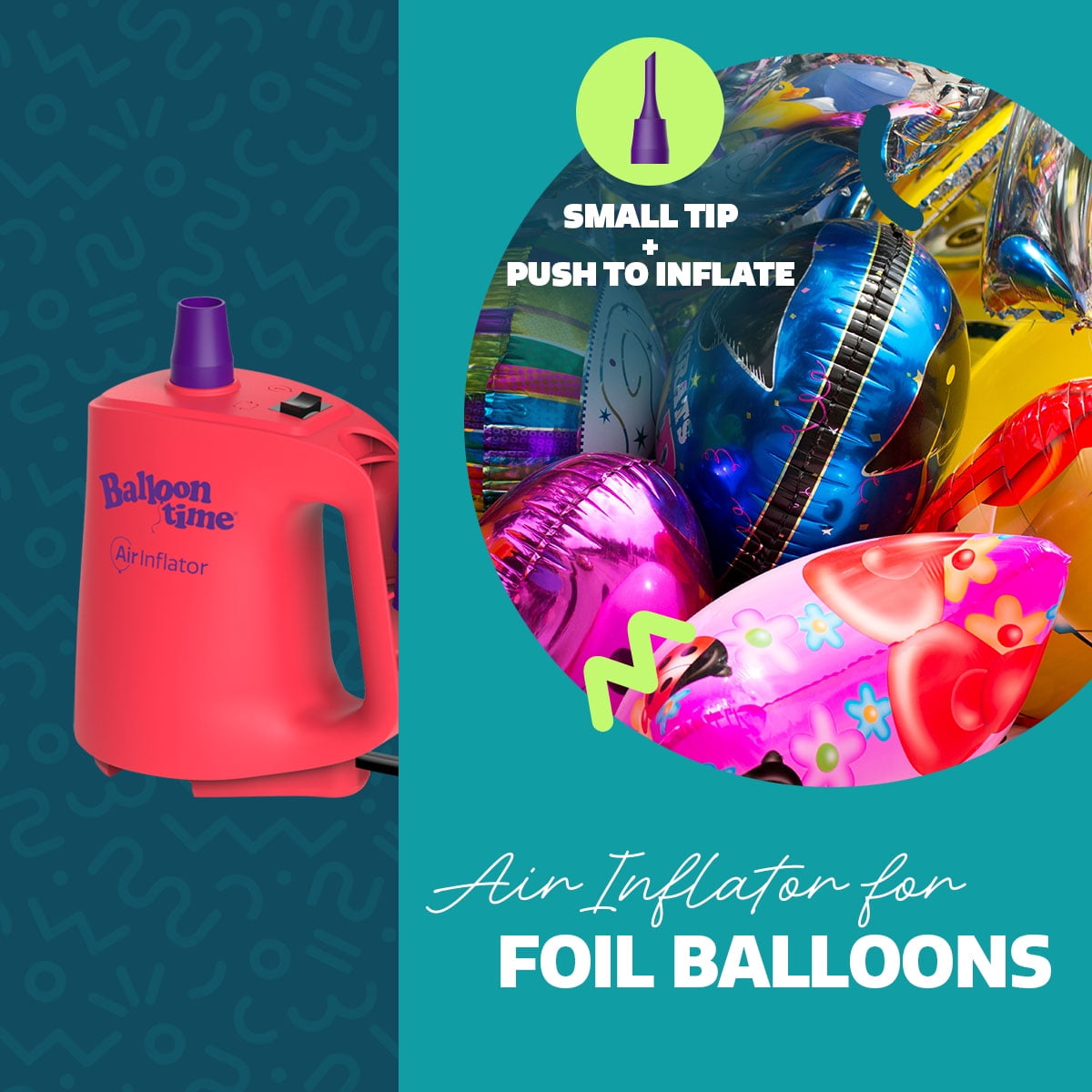 Balloon Time Electric Air Inflator for Balloons, Party Decor, Pool Floats & Air Mattresses, Dual Nozzle Portable Pump
