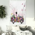 thumbnail image 3 of Cars Tapestry, Woman Driving A Floral Car with Butterflies in the Air Female on the Road Girls Theme, Wall Hanging for Bedroom Living Room Dorm Decor, 40W X 60L Inches, Multicolor, by Ambesonne, 3 of 5