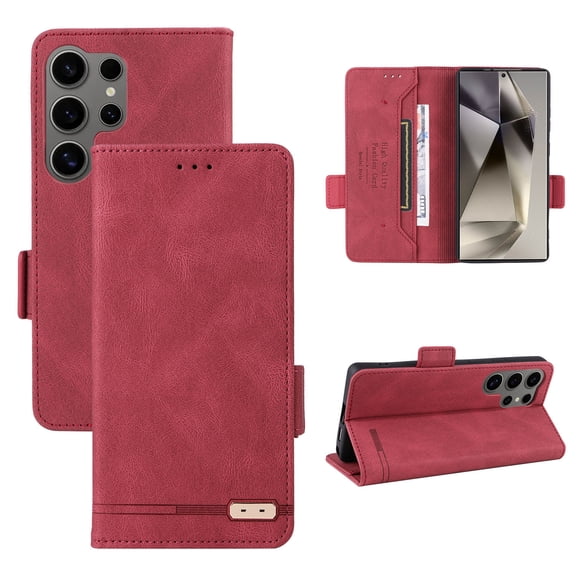 Flip Case for Samsung Galaxy S24 S24Plus S24Ultra S24FE Cover Magnetic Wallet with Buckle Card Holder Kickstand