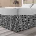 thumbnail image 1 of Abstract Bed Skirt, Retro Times Themed Monotone Pattern of Circular and Drop Shapes Print, Elastic Bedskirt Dust Ruffle Wrap Around for Bedding Decor, 4 Sizes, Charcoal Grey and White, by Ambesonne, 1 of 2