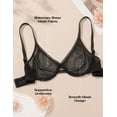 thumbnail image 5 of Deyllo Women's Unlined Push Up Lace Bras Plus Size Full Figue Underwire Non-Padded See Through Demi Bralette,Black 32D, 5 of 7