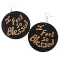thumbnail image 6 of African Women Earrings Natural Black Wooden Tribal Dangle Hip Hop Lady Ear Hooks I FEEL SO BLESSED, 6 of 8