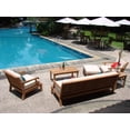 thumbnail image 3 of WholesaleTeak Outdoor Patio Grade-A Teak Wood 6 Piece Teak Sofa Set - Sofa, 2 Lounge Chairs, Ottoman, Rectangle Coffee Table And Side Table -Furniture only --Sack Collection #WMSSSK5, 3 of 8