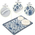 thumbnail image 4 of Blue Floral Dish Drying Mat, Absorbent Microfiber Pad Protector For Kitchen Counter Top Mat Dish Drainboard 18x24in, 4 of 7