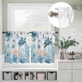 thumbnail image 5 of Kitchen Window Curtains Valance and Tier Set, Sea Turtles Corals Rod Pocket Tier Curtain Valance Set, Marine Life Eight-clawed Fish Light Filtering Cafe Curtains for Bedroom Living Room, 5 of 9