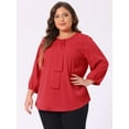 thumbnail image 2 of DARING DIVA Women's Plus Round Neck Work Ruffle Chiffon Top 4X Red, 2 of 6