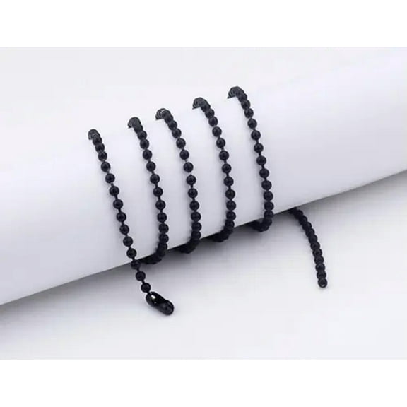 Wholesale 2.4 Bead Ball Chain Black/Gold Necklace Stainless Stee Linkl Necklace