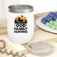 thumbnail image 2 of Retro God Family Hunting feat. a Buck or Deer, Hunter, White 12oz Wine Tumbler, 2 of 5