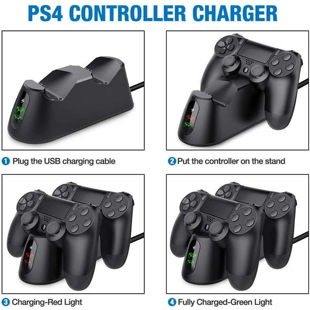 PS4 Controller Charger Station,BEBONCOOL PS4 Wireless Controller Charging Dock with Dual USB Fast for Playstation 4/PS4/ Pro /PS4 Slim Controller for DualShock 4-Black - Walmart.com