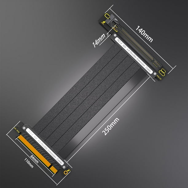 Cable de ExtensióN PCIE 4.0 16X, Cable Elevador GPU de Alta Velocidad de 64 GB para Tarjeta de ExtensióN GPU, Longitud 25 cm (90 Grados)