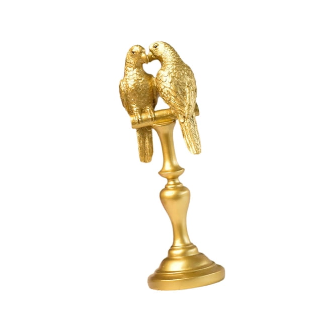 Adorno de pareja de loros, figura de loro, adorable regalo de inauguración de la casa, pájaro realista oro 87x85x27cm