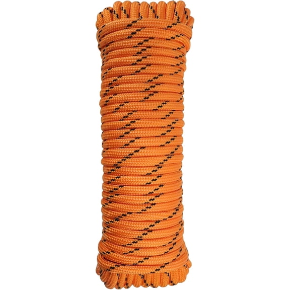 SDHUATUO 1/2 in x 100 Ft Diamond Braided Polypropylene Rope, 32-Strand High Strength Utility Rope（Orange）