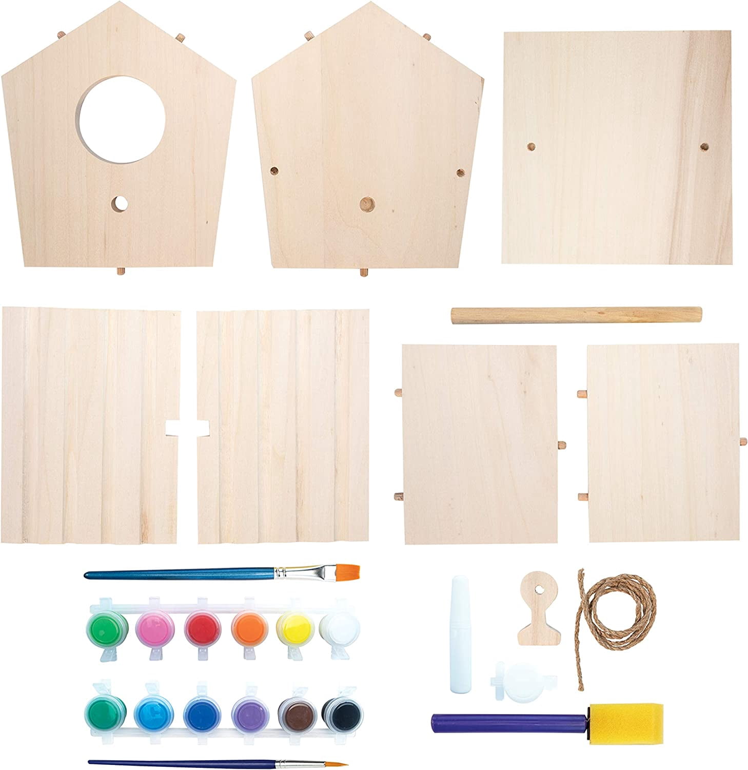 MindWare Make Your Own Birdhouse Kit, Wood Art Kit for Kids, Includes Pre-Cut Wood Pieces and Art Supplies to Assemble and Paint Your Own Bird House