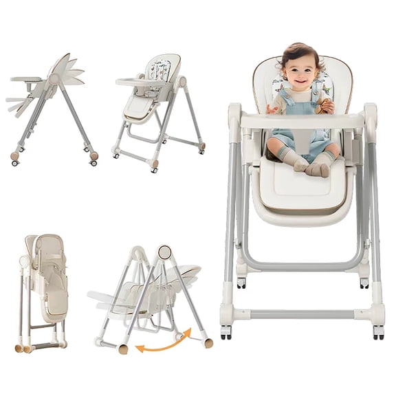 baby high chair,high chairs for babies and toddlers,Adjustable Height & Recline,baby seat,high back booster seat,portable high chair,Locking Wheels,Highchair for Ages 1-3 Years