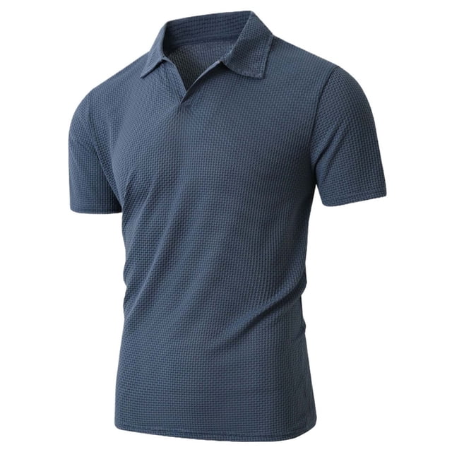 Camisa informal de manga corta y cuello para hombre: lisa, deportiva, para la playa, para el día a día
