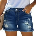 thumbnail image 2 of FUNUONY Jean Shorts Womens High Waisted Stretchy Mom Two Buttons Frayed Raw Hem Ripped Denim Shorts Distressed Shorts for Women Denim Pants Womens Jeans Spring Break Fashion Beach Vacation Clothes Su, 2 of 6