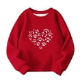 thumbnail image 4 of Girls Pet Paw Print Heart Sweatshirt - Red Loose Crewneck Kids Stretchy Top 95% Polyester 5% Spandex Casual Pet Lover Clothing for Girls,Size 3-4T, 4 of 5