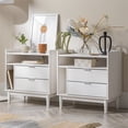 thumbnail image 5 of 25" Solid Wood 2-Drawer Night Stand with Gallery - 2PK - White, 5 of 5