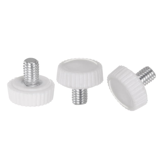 Unique Bargains 30 Paquets M5 x 8 mm Filetage Mâle Boutons Moletés Vis pour Pouce Boutons de Serrage Prise Blanc