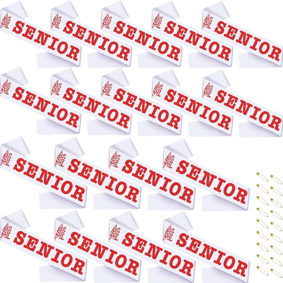 1 pcs Class of 2026 Senior Sashes, White Satin Finally Graduated Sash with Red Printing Letters Cheerleader Senior Sashes for Class of 2026 Graduation Party Celebrations Supplies