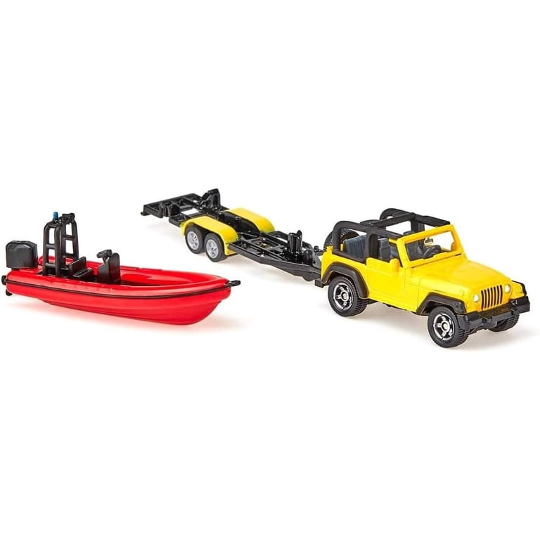 Siku Metal/Plastic Jeep with Boat, 16.7 x 3.3 x 4.2 cm, Yellow and