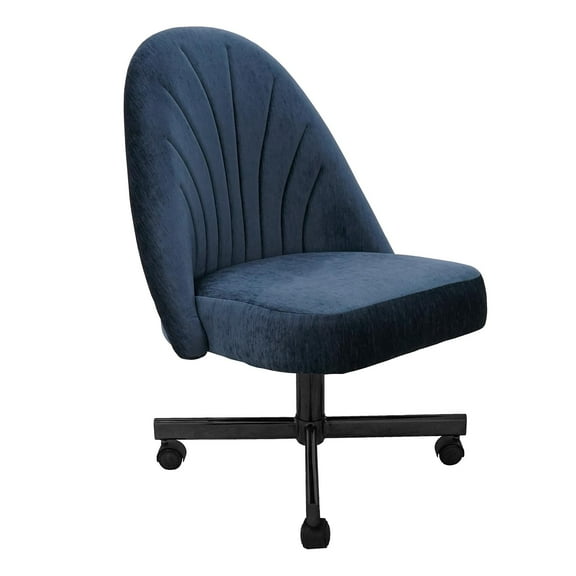 Chromcraft Swivel-Tilt Dining Chairs on Casters, All-Metal Pedestal Base, Esmeralda TK Admiral Upholstery