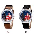 thumbnail image 3 of Worallymy Business Rhinestones Reloj de esfera redonda Reloj de pulsera de cuero Espejo de vidrio Cubierta trasera de acero inoxidable Reloj de pulsera Negro Worallymy JD735811938, 3 of 7