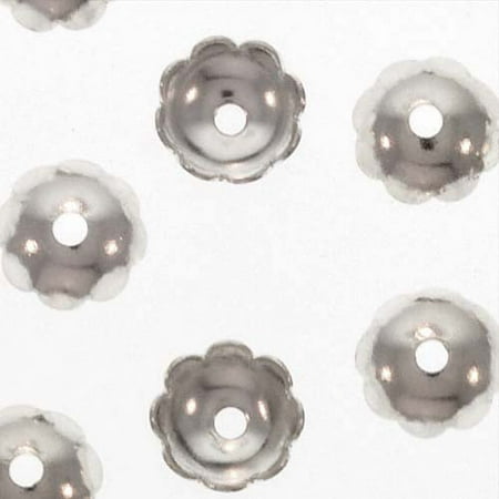 Bright Silver Plated Scalloped Flower Bead Caps 6mm (50)