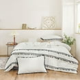 thumbnail image 5 of Move Over White Bedding Sets Queen Black Triple Layer Tassel Duvet Cover Set Solid White Pattern Washed Microfiber No Filling, 5 of 7