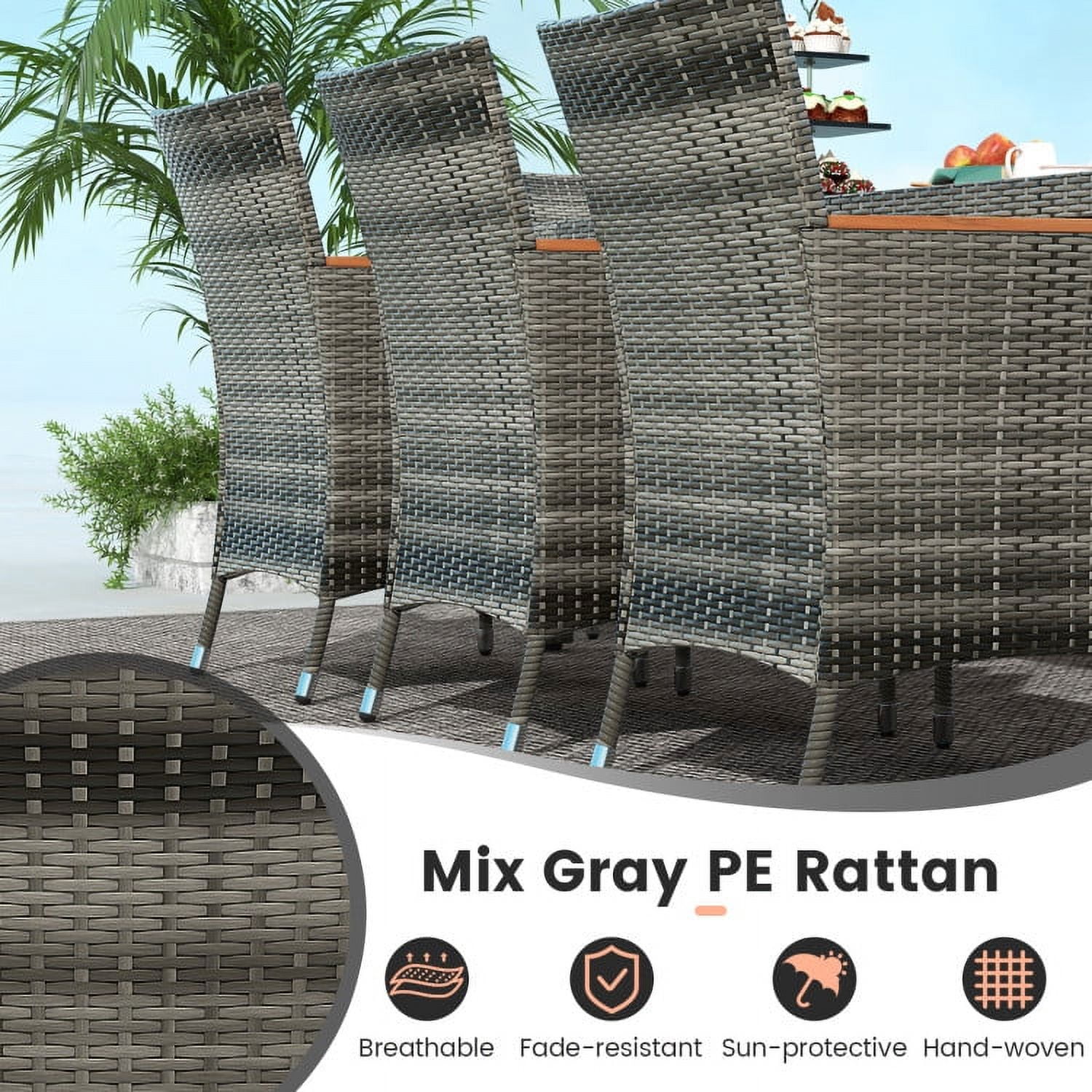 Aimee Lii 9 Pieces Rattan Patio Dining Set with Acacia Wood Table and Cushioned Chair, Outdoor Patio Furniture Aimee Lii 9 Pieces Rattan Patio Dining Set with Acacia Wood Table and Cushioned Chair, Outdoor Patio Furniture