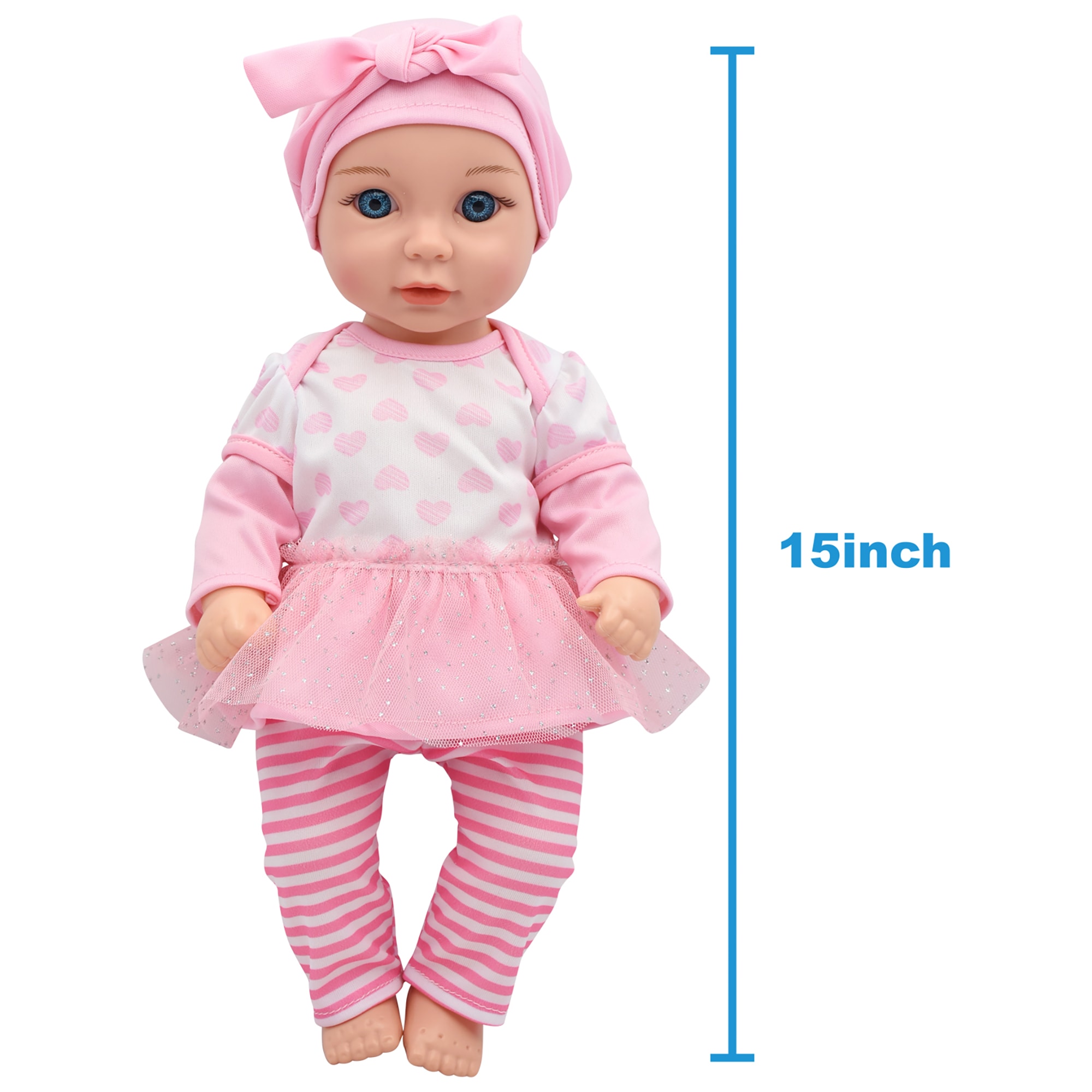 Cuddle Kids: Love N' Feed Playset - 15" Baby Doll - Pink Tutu Outfit - Cuddly Elephant Plush, 33pc Care Toy Accessories, Hard Body, Kids Age 3+
