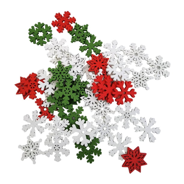 5 piezas de adornos navideños de madera para colgar, colores surtidos Copo de nieve