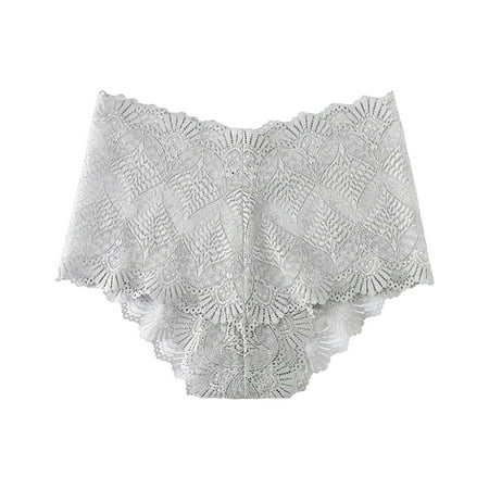 BYHONG Womens Plus Size Underwear Sexy Lace Panties Stretch Soft Ladies Hipster Briefs Underwear Lady Underwear Panties for Women Grey XXXXL