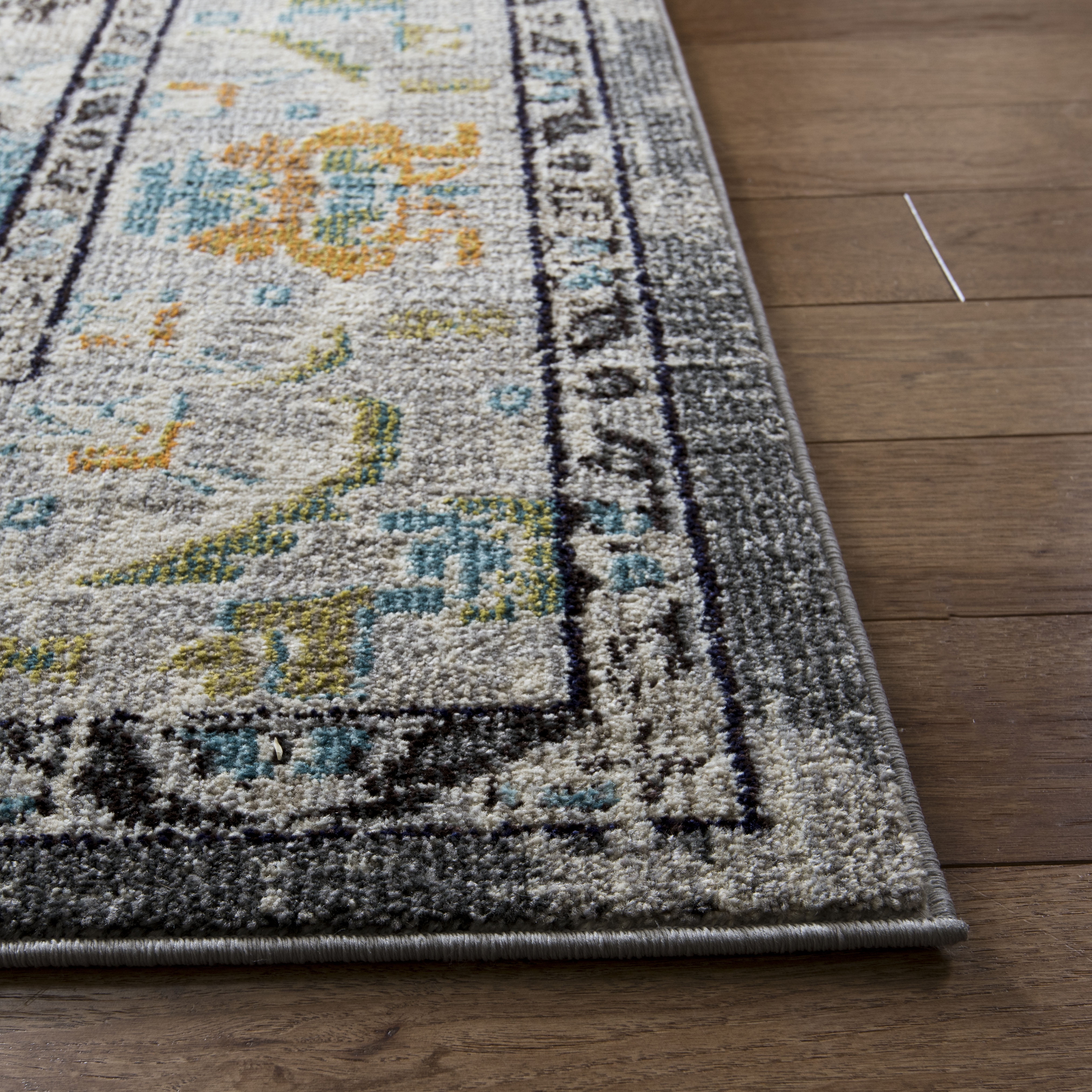 SAFAVIEH Runner Rug 2'2"x18' - Monaco Collection - Traditional Design, Grey & Light Blue, Ideal for Living Room, Bedroom, Dining Space, Entryway, Hallway, Kitchen