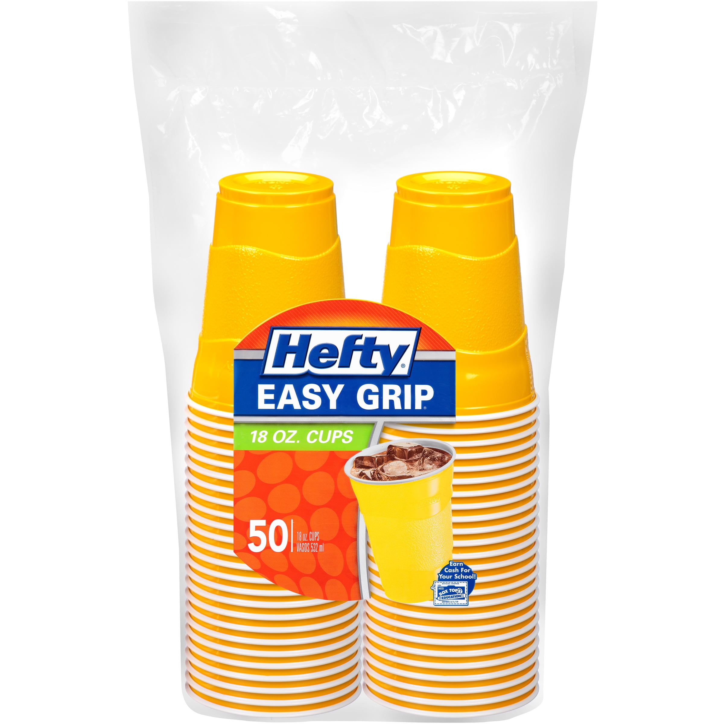Hefty Yellow Plastic Cups, 18 Ounces, 50 Count