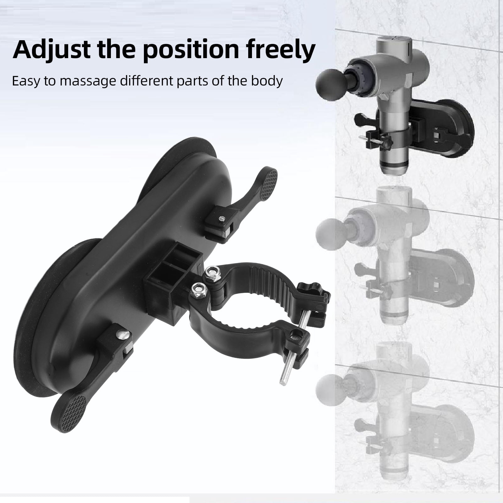 M Buder Massage Gun Wall Mount with Vacuum Suction Cups, Hands-Free Fascia Gun Holder for Self Muscle Relief (9.06 in / 23.0 cm)