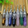 thumbnail image 3 of K-KED 10pcs Mixed Natural Stone Pendulum Pendants Tower Prism Wand Energy Reiki Amulet, 3 of 9
