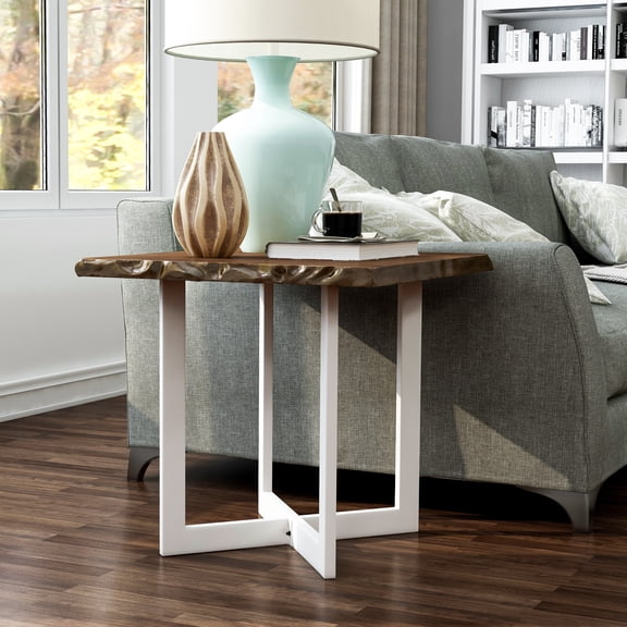 Wallgren Wood Square End Table, Oak and White