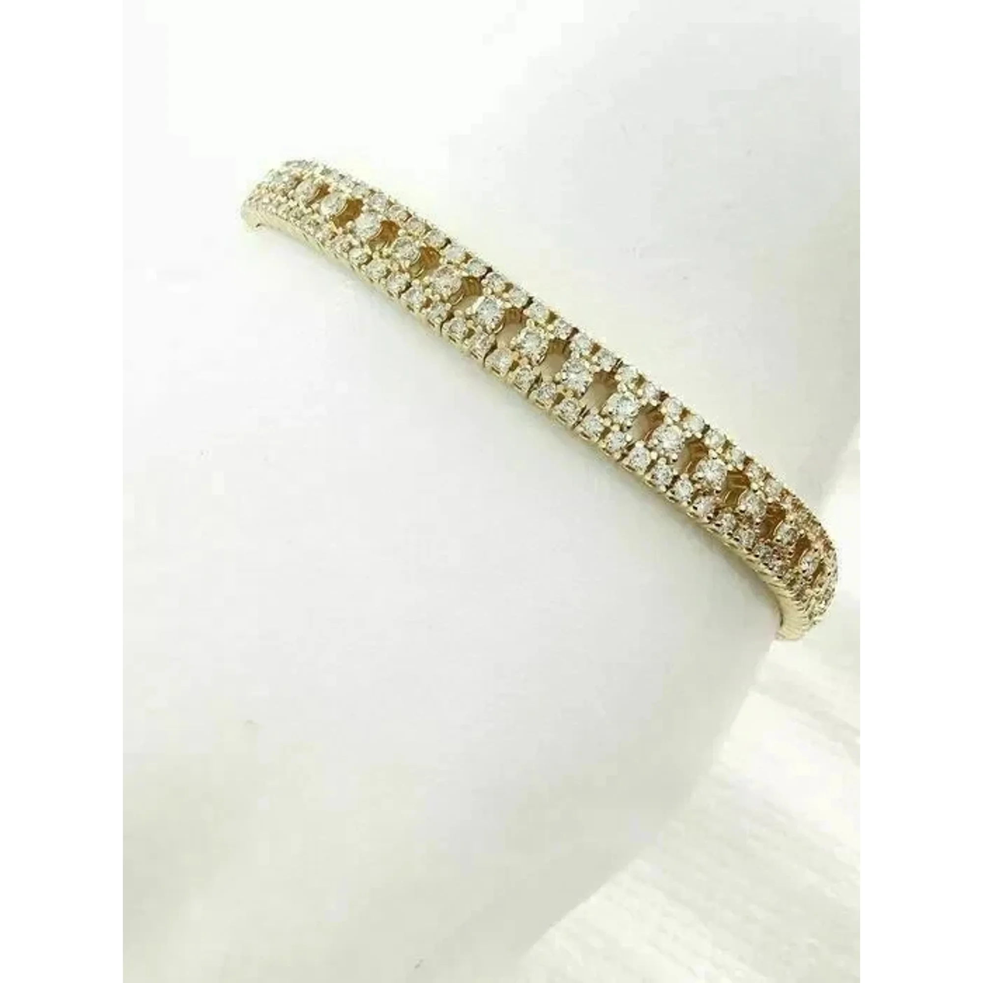10 Ct Round Cut Simulated Diamond 7.5 In Tennis Bracelet 14K Yellow Gold Plated
