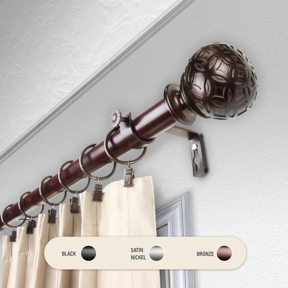 Domovina Berta 1" Curtain Rod-Color:Bronze,Size:28-48"