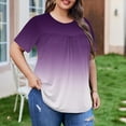thumbnail image 6 of RYRJJ Womens Plus Size Tops Short Sleeve Blouses Dressy Casual Summer Pleated Front Crewneck T Shirts Gradient Tie Dye Tees(Purple,L), 6 of 9