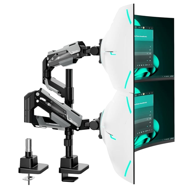 Soporte para doble monitor ARES WING Vertical 24-57 de aluminio negro
