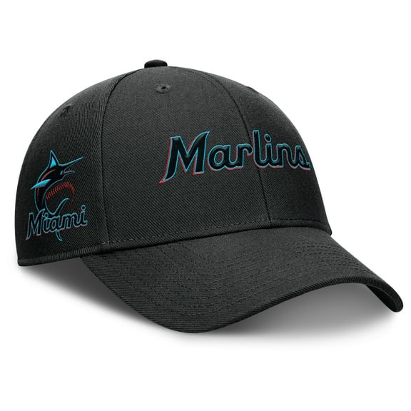 Men's Nike Black Miami Marlins Rise Gaberdine Adjustable Hat