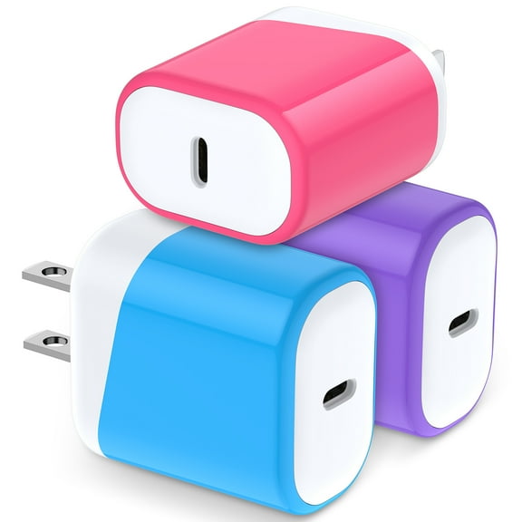 Usb C Super Fast Charger Block,HopePow 3Pack PD 20W Type C Charger Block Fast Charging Android Phone Charger Block Usb C Charger for Samsung Charger Type C Super Fast Charging,Blue Purple Pink