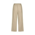 thumbnail image 5 of Bloomae Plus Size Capris Pants for Women Lightweight Cotton Linen Casual Summer 2025 Straight Wide Leg Loose Drawstring Elastic High Waist Cropped Trouser with Pockets A-Beige XXXXL, 5 of 5