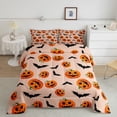 thumbnail image 2 of Homewish Classic Cartoon Pumpkin Full Size Comforter Sets for Kids, Orange Spooky Sugar Bat Bedding Comforter Set, Halloween Reversible, 3 Pieces, 1 Comforter and 2 Pillowcases, 2 of 6