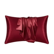 Yidarton Satin Pillowcase for Skin and Hair, Soft Next to Skin, Silk Satin Pillowcase 2 Pack, Standard Size, Queen Size, King Size, Wine red