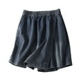 thumbnail image 1 of Timegard Women's Elastic Waisted Wide Leg Denim Skorts with Pockets, Medium, 1 of 5